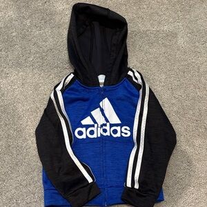 Adidas Kids Black and Blue Zip-Up Hoodie